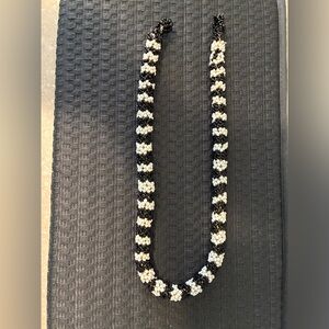 Elegant Black and White Beaded Necklace